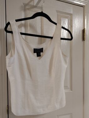 White Sleeveless V-Neck Women's Top